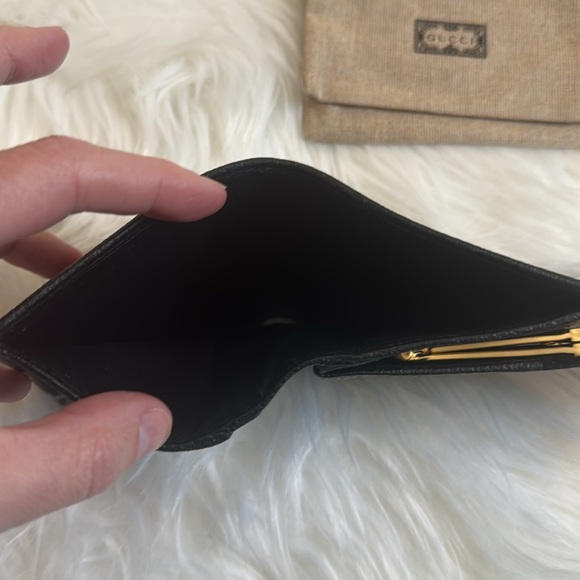 Gucci Leather & Suede Bamboo Wallet vintage black - Picture 10 of 12